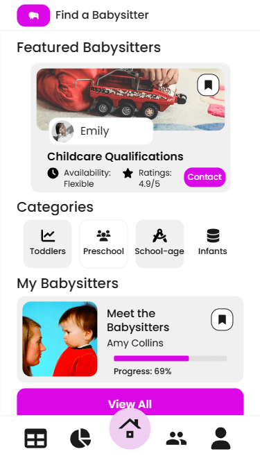 Babysitting App - Parent Home Page | Appzroot