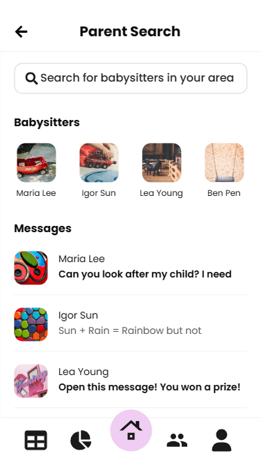 Babysitting App - Parent Search Results | Appzroot