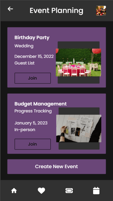 Event Planning App - List Overview | Appzroot